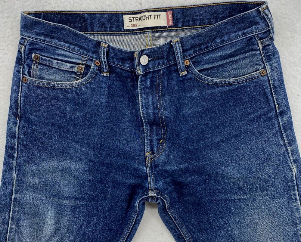Levi's 505 Straight Fit Jeans Mens 33x32 Medium Wash Blue 100% Cotton Denim - Picture 3 of 15